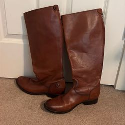 Frye Boots Melissa Button Zip Brown 8.0