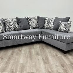 Grey Sectional Chenile Fabric We Do Same Day Delivery 🚚  We Have More Furnitur To Choose 