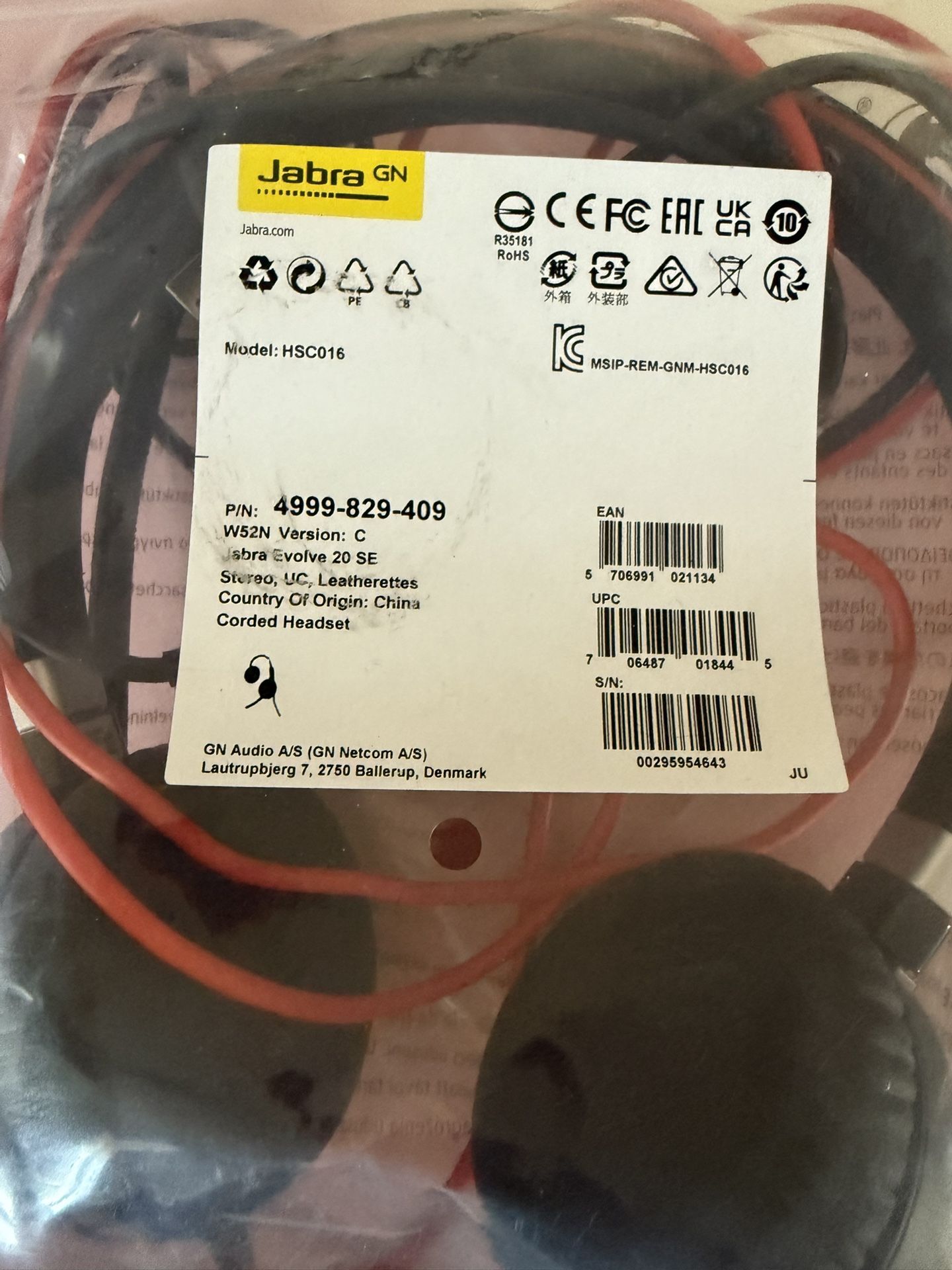 Jabra Headset Evolve 20 SE