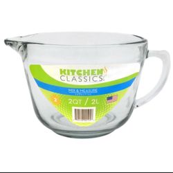 Kitchen Classics 2 Quart Glass Mixing & Measuring Bowl with Handle