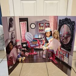 American Girl Hair Salon Scene Folding Backdrop
