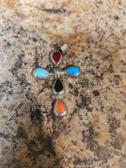 Sterling Cross Pendant w/ Stones