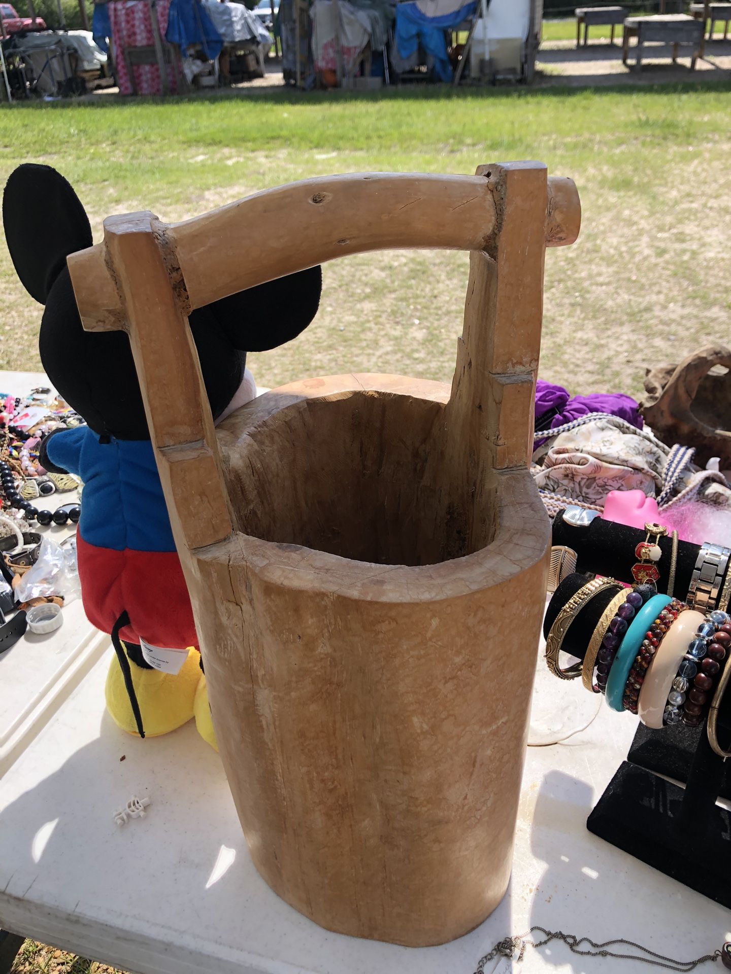 Large Hand Carved Basket 