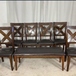 Handsome Chairs & Matching Bench SEATING FOR 8!