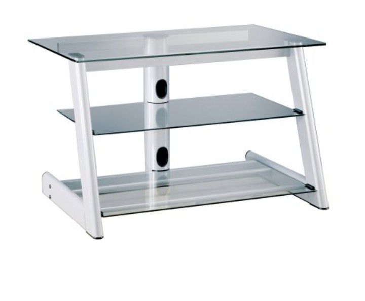 MOVING GLASS TV STAND WITH SHELVES