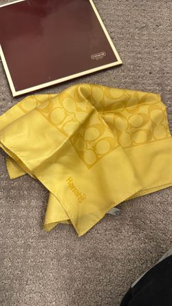 Coach x Harrah's Yellow Signature Silk Scarf