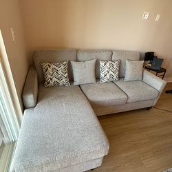 CASH ONLY - LIKE NEW Sectional Sofa + Large Black Ottoman Bundle