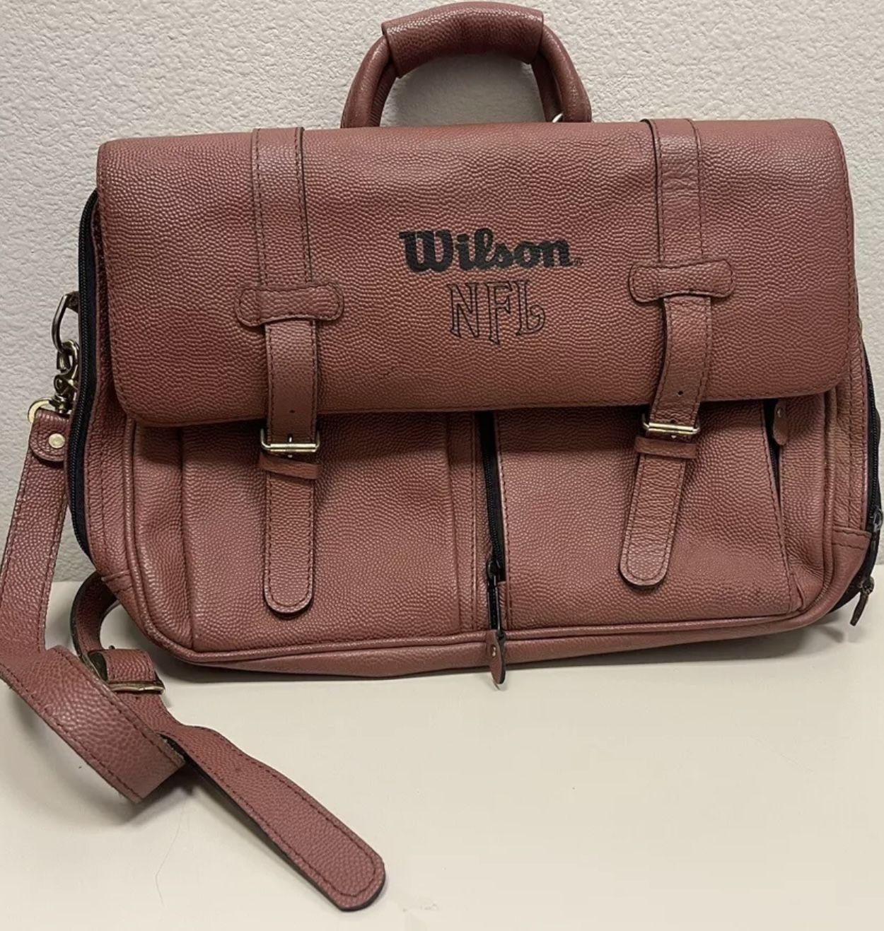 Wilson NFL Football Leather Brown Messenger Bag