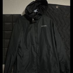 Columbia Men's Hooded Piney River EXS Rain Jacket Black  - OmniTech XL