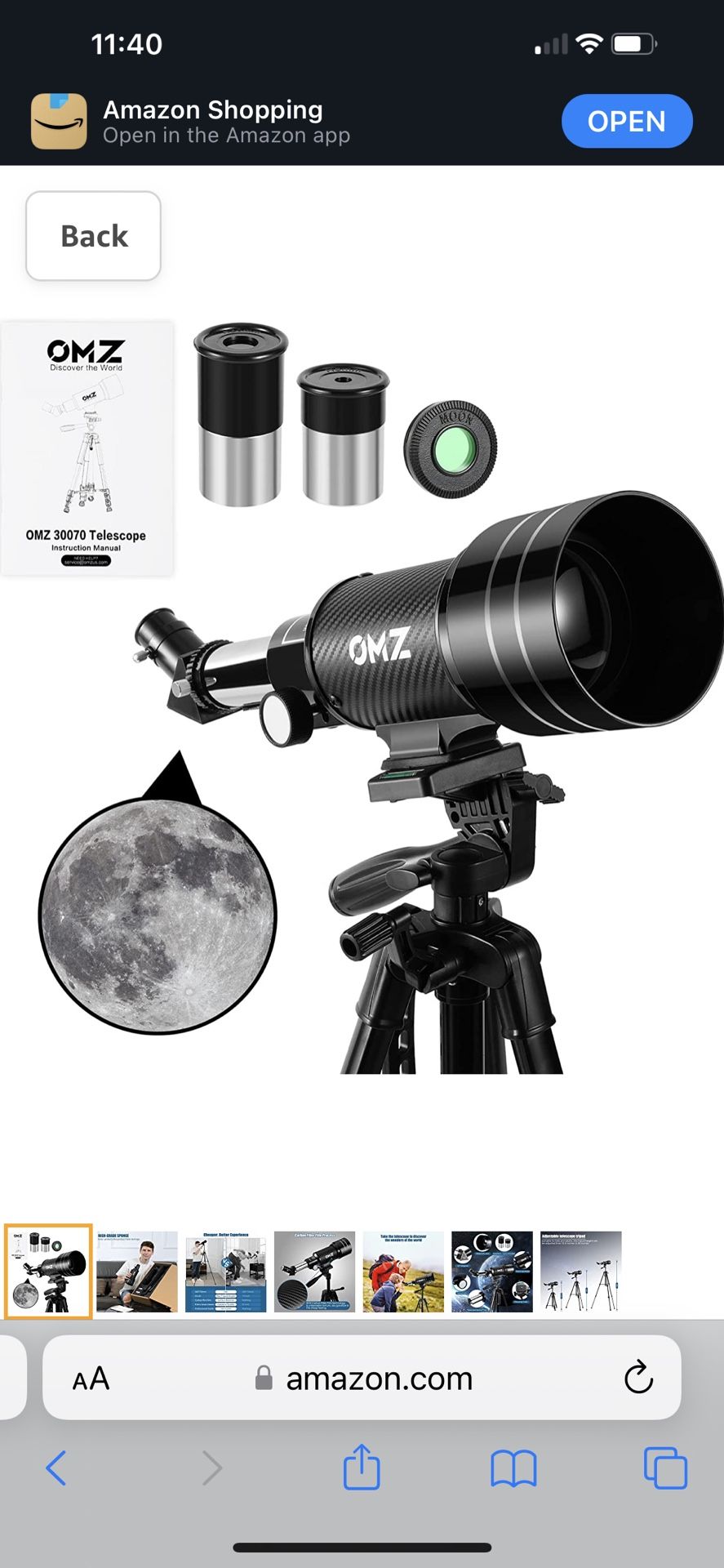 OMZ Entry Level Telescope With Adjustable Tripod