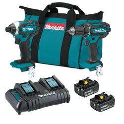Makita 18V LXT Cordless 2-Pc Combo Kit Driver Drill + Impact 3.0Ah Chargers Bag