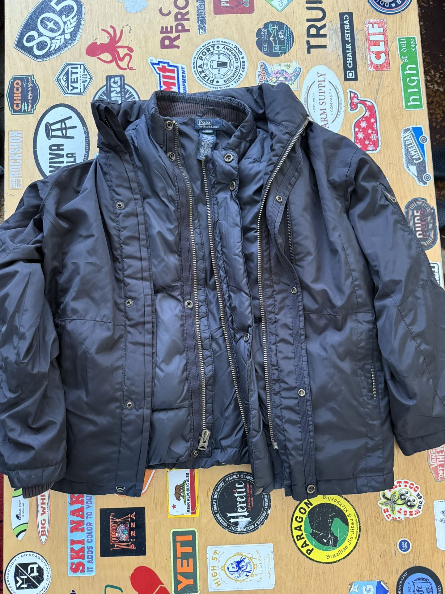 Polo Ralph Lauren 3-in-1 Jacket Black Vintage Coat Removable Vest