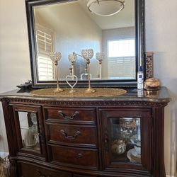 Antique Brown Table With Mirror 