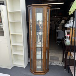 Japanese Vintage Modern Wooden Curio Cabinet 