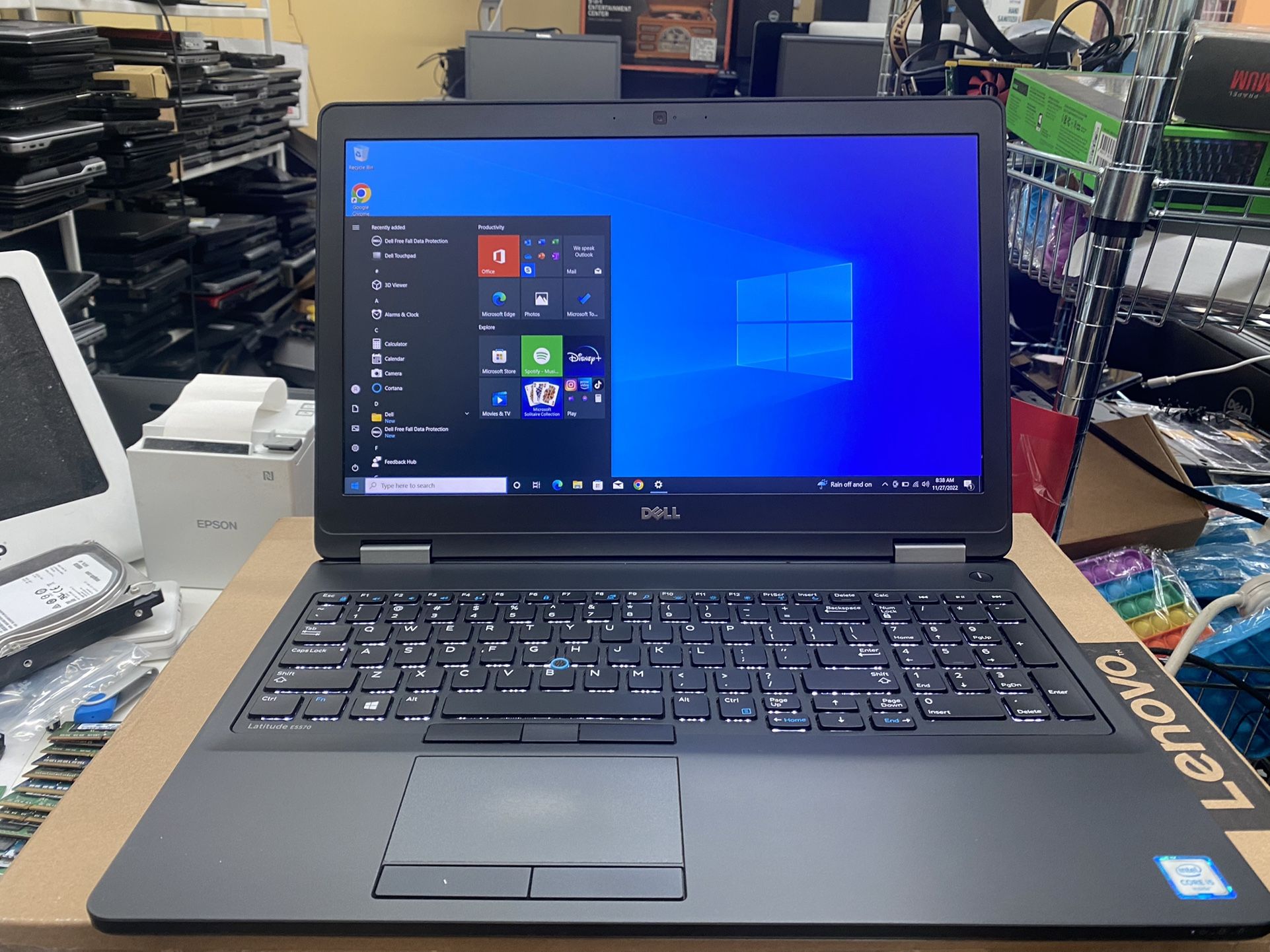 Dell Latitude E5570, 6th Gen Core i5, 256gb SSD, 16gb Ran, 90w Dell AC Adapter , Excellet Battery , Webcam. Screen size is 15.6” This computer is full