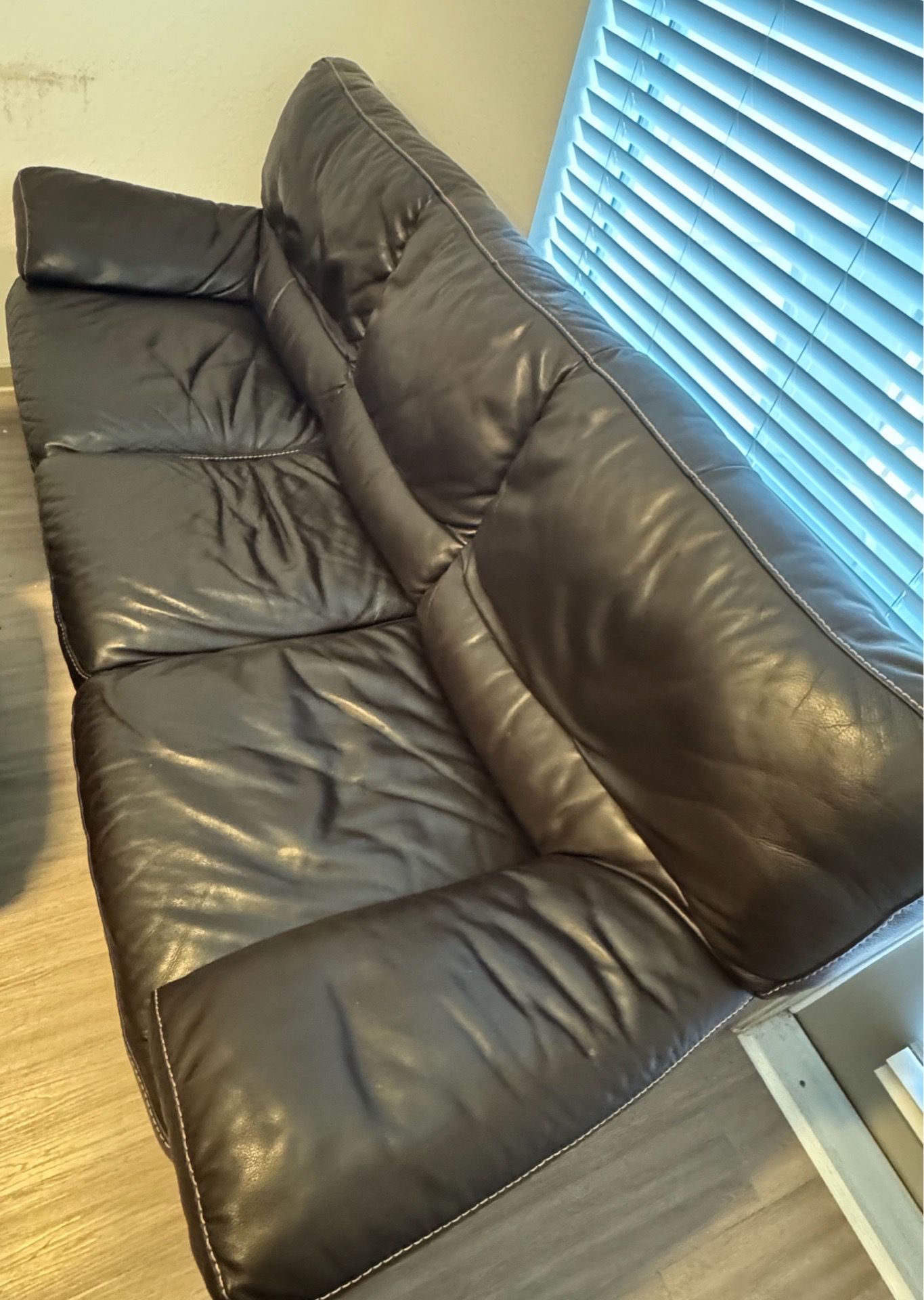 Black Leather Sofa Couch – Modern 3 Seater