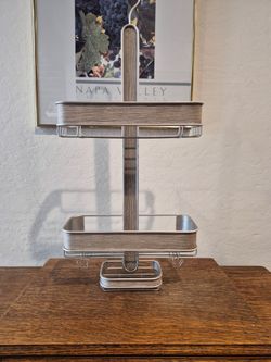 3-Tier Over-The-Shower Caddy featuring a distinctive wood-look finish 26"