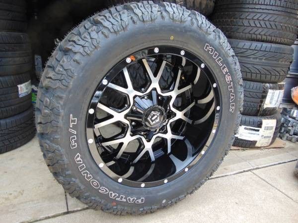 20X10 Black/Machined TIS Rims 305 55 20 Mud Tires *12PLY* *8X170* *-19MM OFFSET*