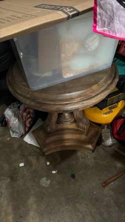 Wooden table + everyone on top mostly tile