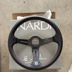 NARDI 350MM Mid-deep Perforated Leather Carbon Spoke Racing Sport Steering Wheel