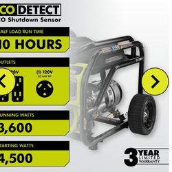 RYOBI 3600-WATT GAS GENERATOR   