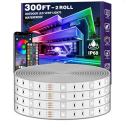 300ft Outdoor LED Strip Lights Waterproof,IP68 Outside Led Light Strips Waterproof with Bluetooth App Remote Control,Music Sync RGB Exterior Led Rope
