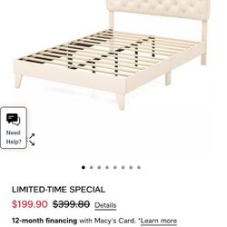 Sugift Full Size Bed Frame, BEIGE