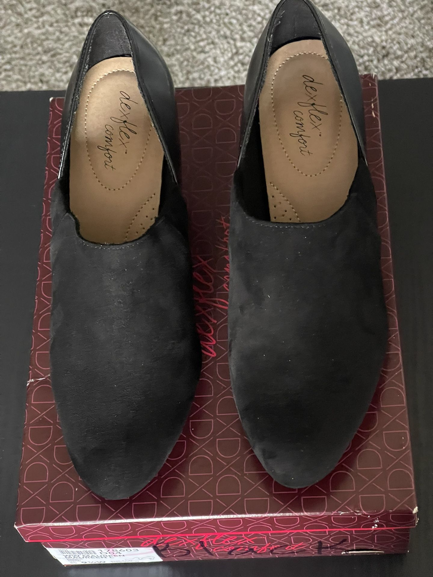 Dexflex Comfort Slip On Black Heeled Booties