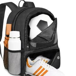 New Black Soccer Bag  Backpack Football Volleyball & Basketball,with Ball Compartment and Shoe Storage