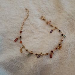 Multi Color Stone Ankle Bracelet 
