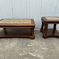 Solid Wood Coffee Table And Side Table