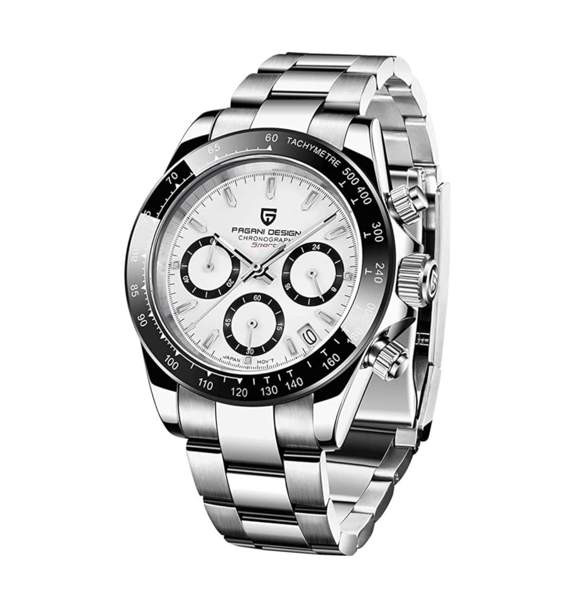 Pagani design panda Daytona watch silver /black
