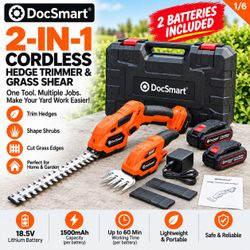 NEW Cordless Hedge Trimmer Grass Shear 2 Batteries