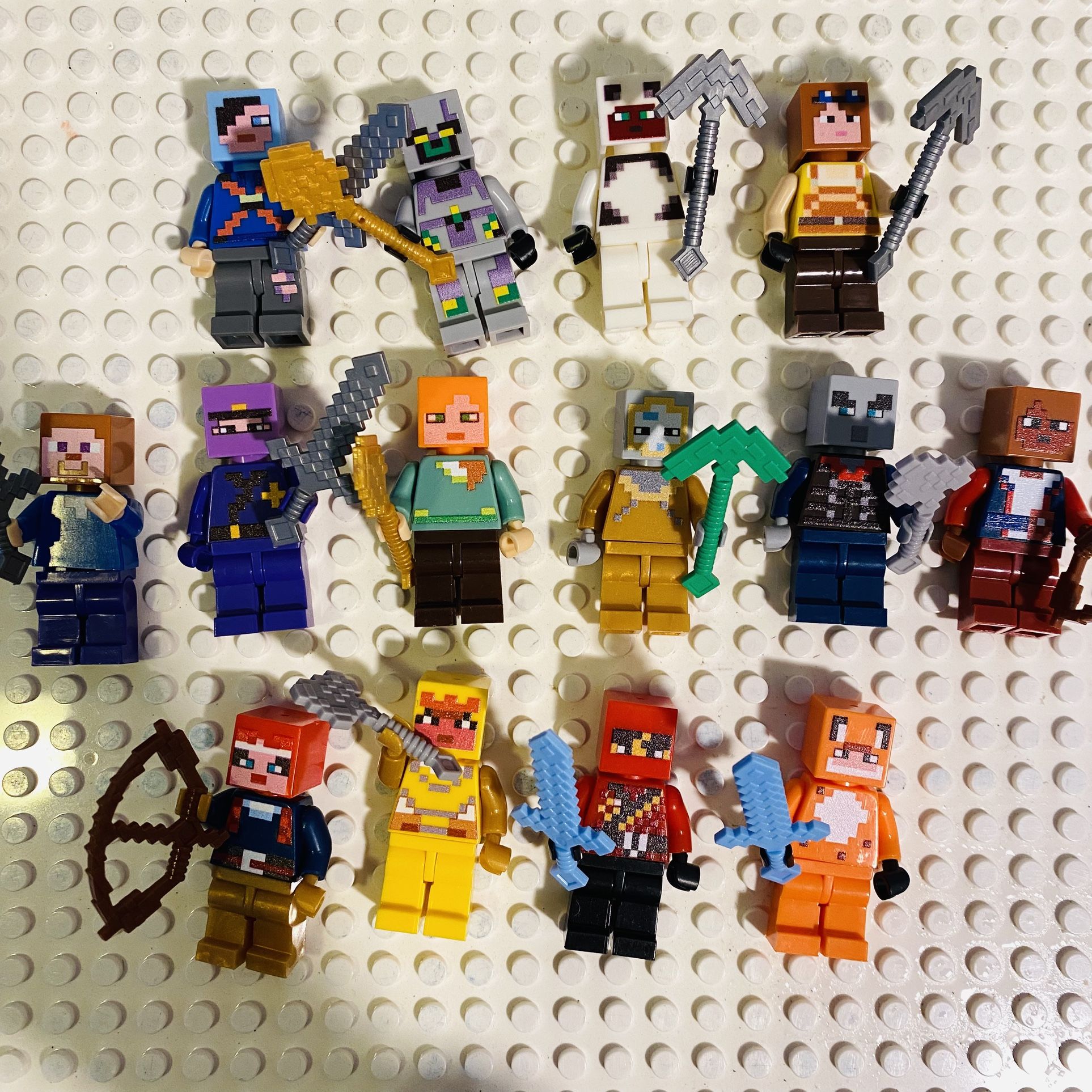 14 Minecraft Minifigures Gamers Pixel Men Set| New Custom LEGO Compatible Toy