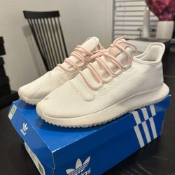 Adidas Tubular Size 6Y Cream/Pink Athletic Running Walking Shoes Sneakers