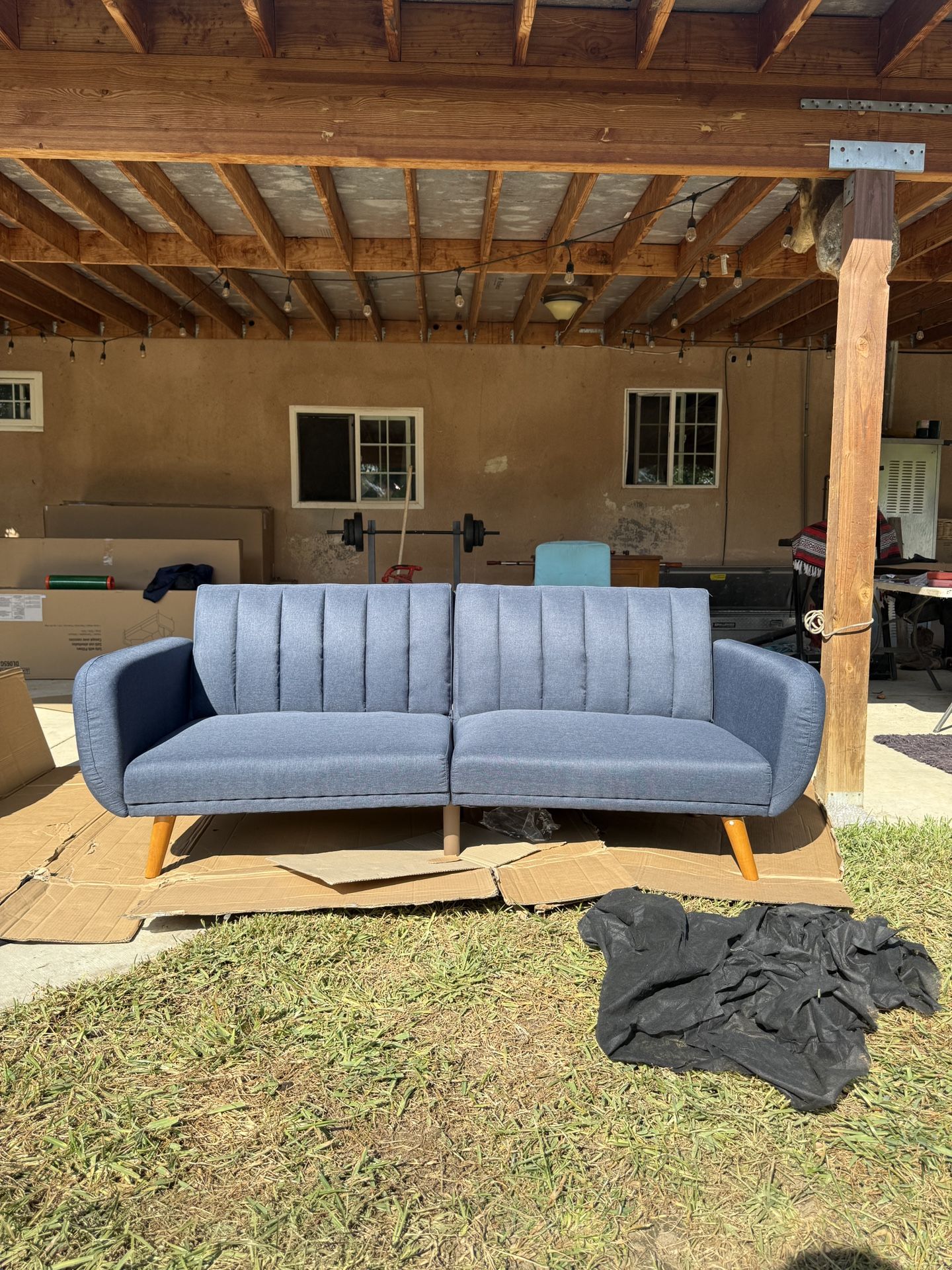 Novogratz Blue Linen Futon