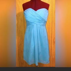 Teal Strapless Prom Bridesmaid Halloween Cocktail Dress