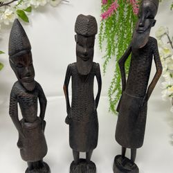 Vintage African Tribal Carved Male Figures – Set of 3 