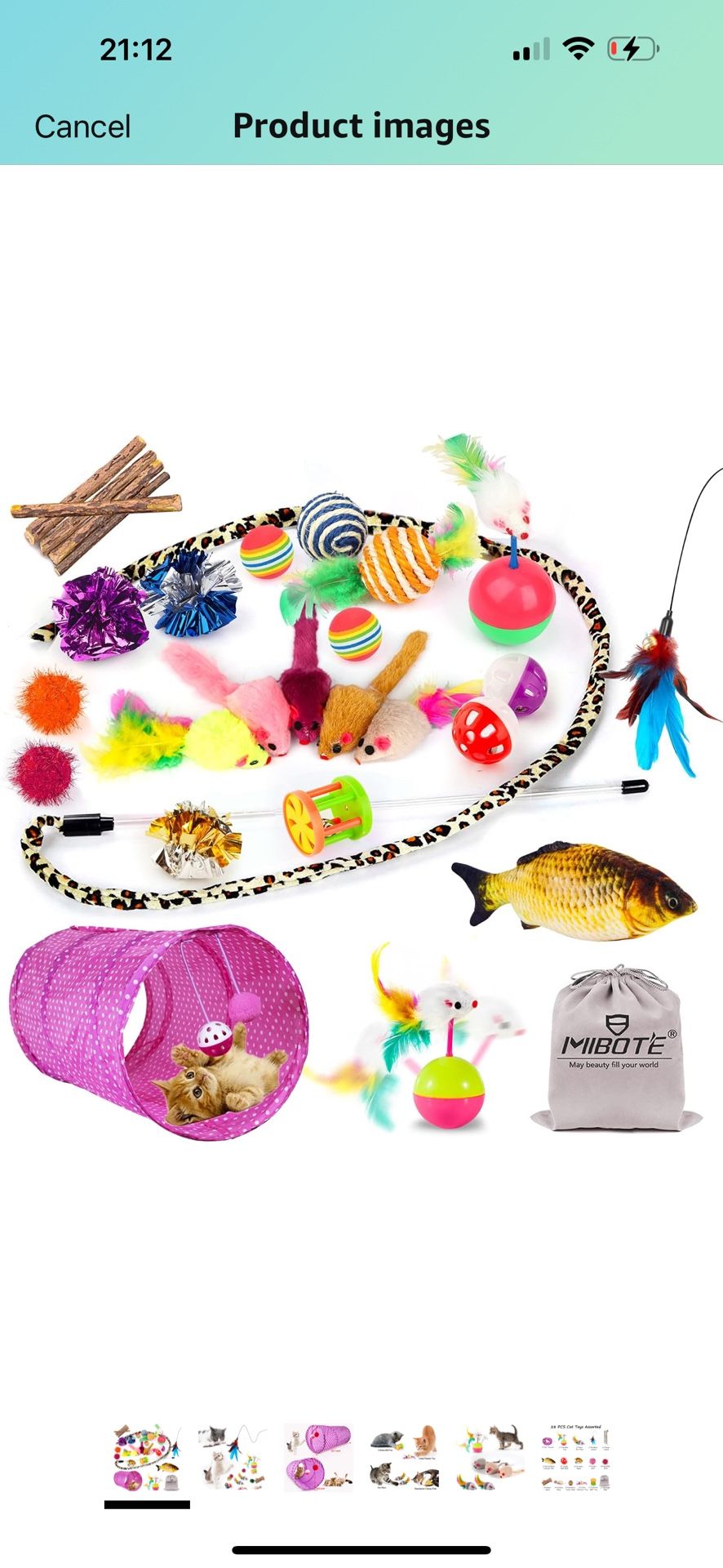 Brand New 28Pcs Cat Toys Kitten Toys Assorted, Cat Tunnel Catnip Fish Feather Teaser Wand Fish Fluffy Mouse Mice Balls and Bells Toys for Indoor Cat P