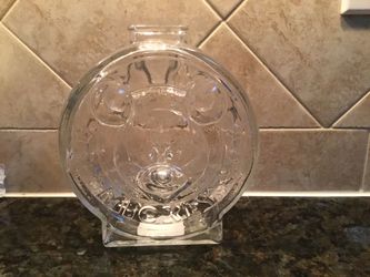New Condition-  Anchor Hocking Vintage Disney Mickey - Minnie Mouse Glass Money Bank    7” Tall   Made In USA