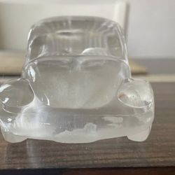 VW Beetle Paperweight - Mid Century - Clear Crystal