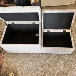 Set of 2 Storage Ottomans – Upholstered, Lift Top