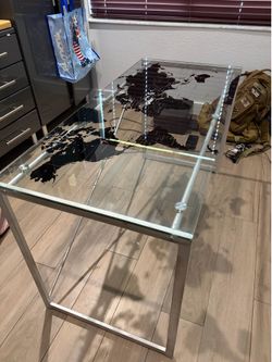 Glass Desk with Map of Countries