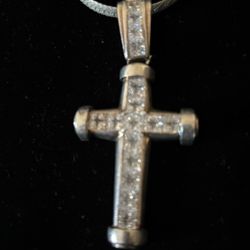 925 CZ RELIGIOUS CROSS on 925 Italy 18 Inch Necklace