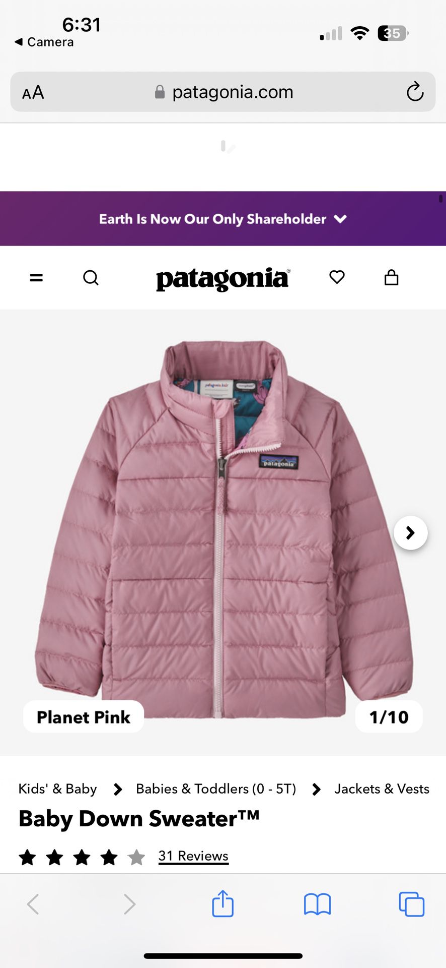 NEW PATAGONIA BABY DOWN SWEATER Jacket 