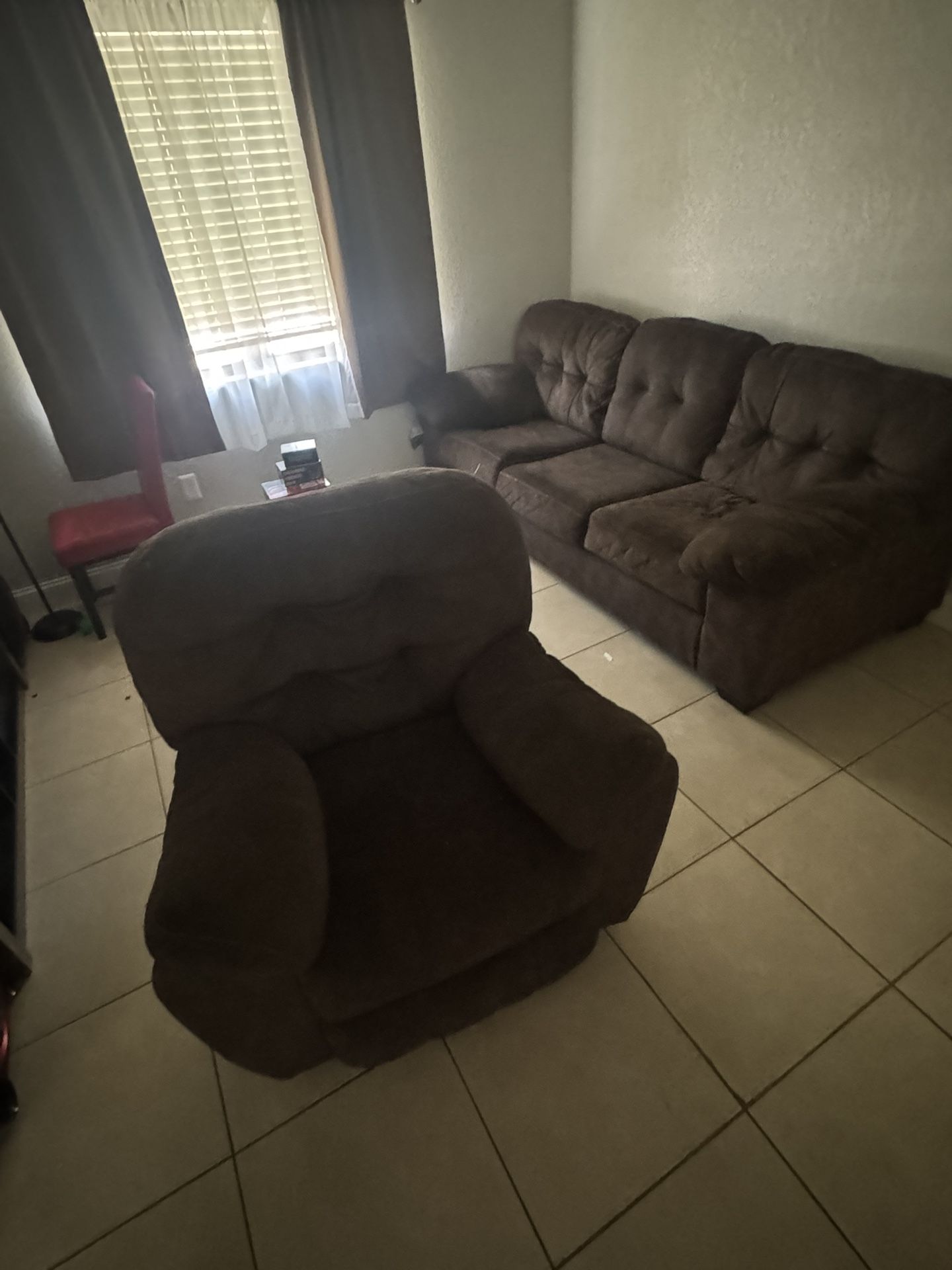 Brown Sofa & Loveseat