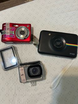 Lot of 3 Untested cameras, Sanyo Digital, Polaroid Snap, and activeon go pro