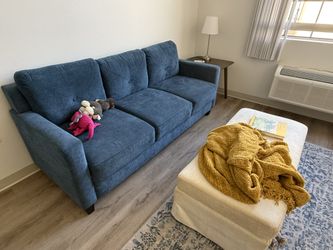 Blue coach and arm chair
