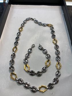 Brand New Stainless Steel Chain and Bracelet Set