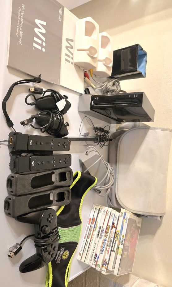 Used wii console with games, games show wear from use. 